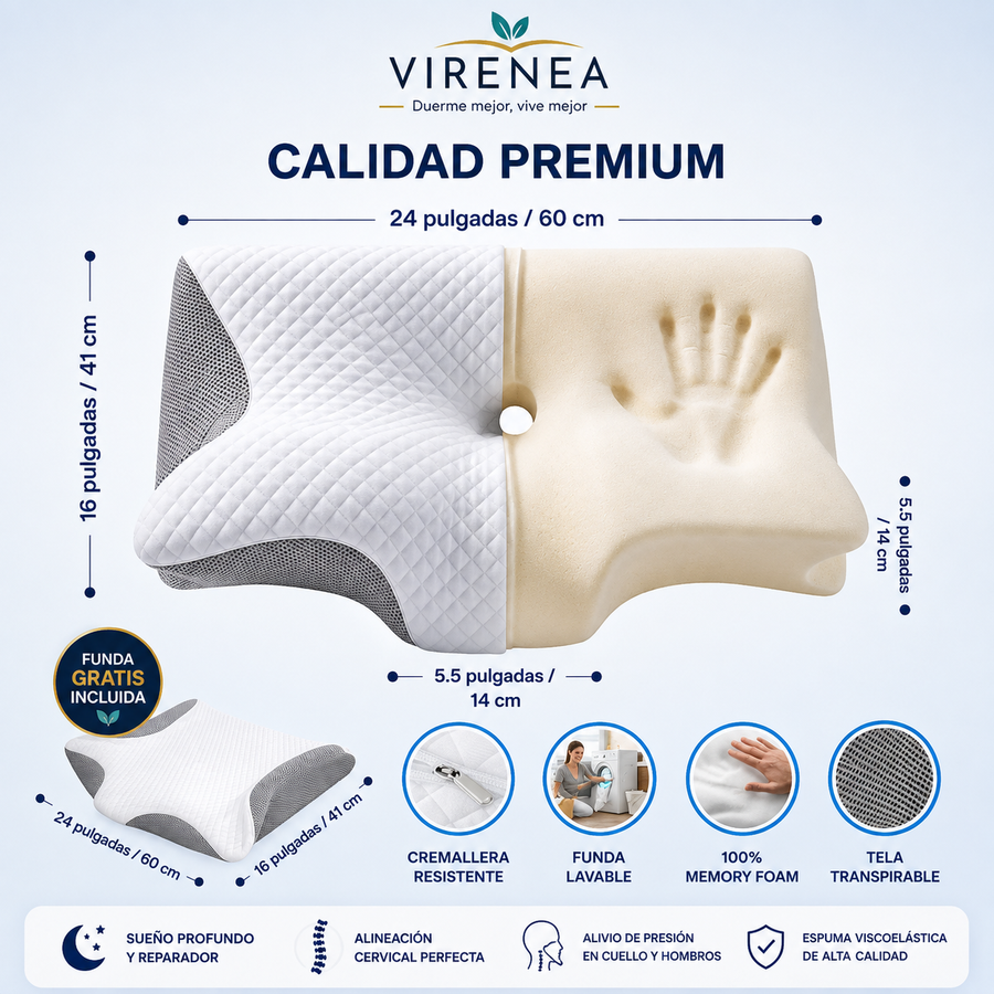 Almohada Cervical Ortopédica | Alivio Ergonómico & Espuma Viscoelástica