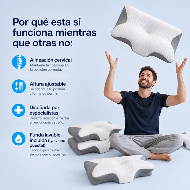 Almohada Cervical Ortopédica | Alivio Ergonómico & Espuma Viscoelástica